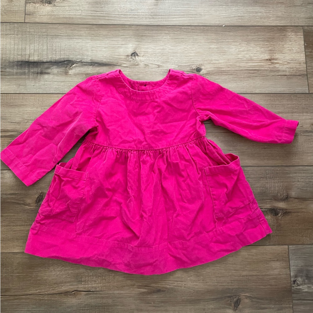 Hanna Andersson Barbie Pink corduroy Long Sleeve Dress with pockets
